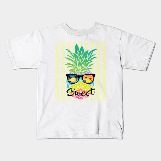 Sweet Tropical Summer - Yellow Stripes on - Kids T-Shirt by Peter the T-Shirt Dude